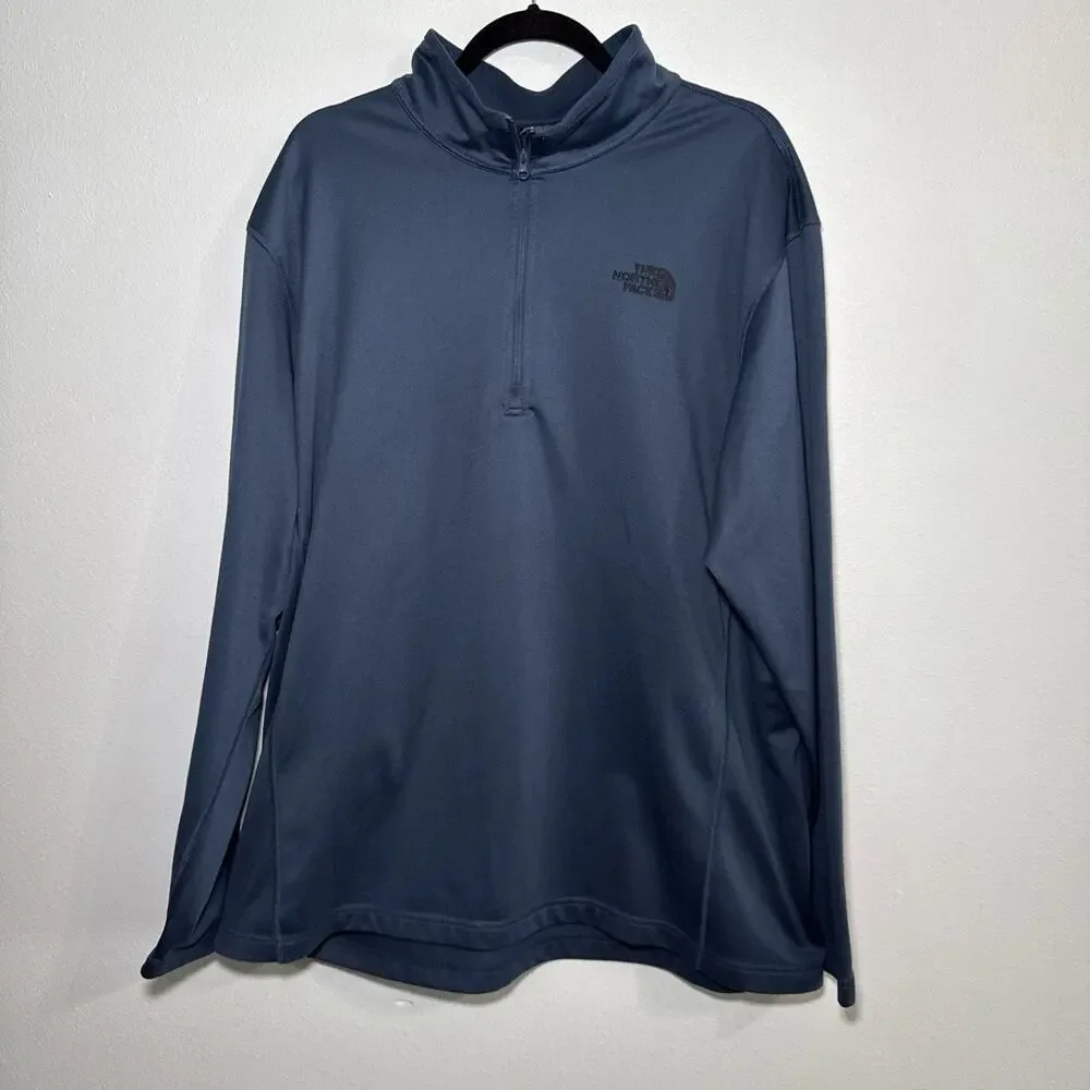 NORTH FACE BLUE Tech Glacier 1/4 Zip Pullover Long Sleeve Sweatshirt Size‎ XXL